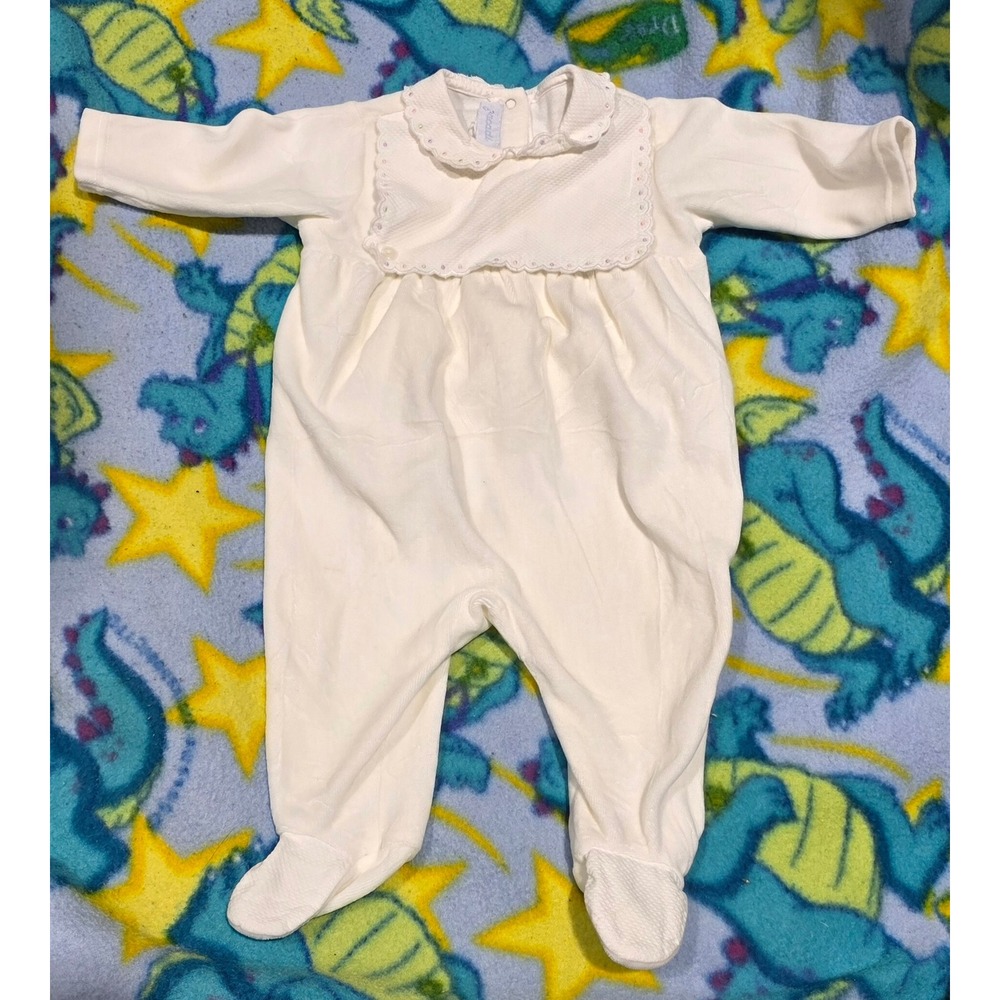 Jacadi Paris Baby Velour Footed Sleeper Cream Peter Pan 9months